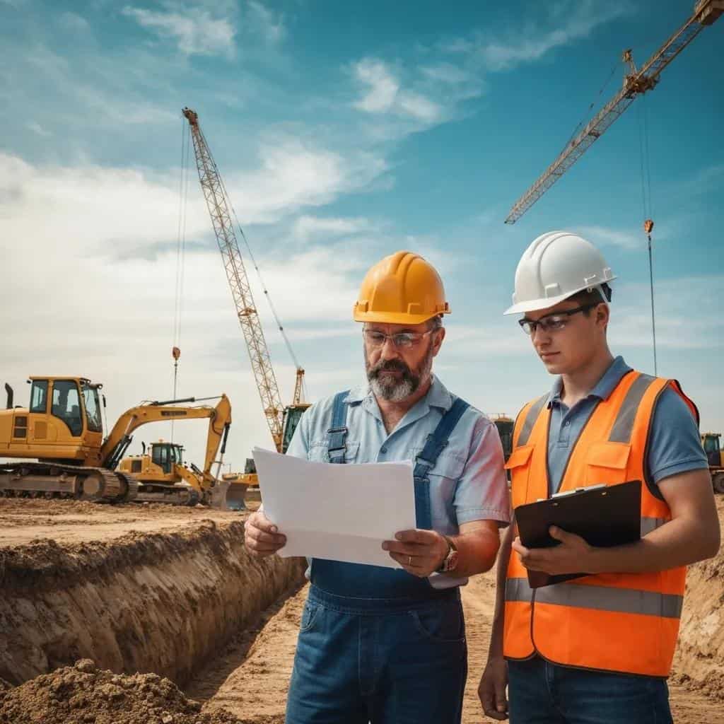 Construction worker reviewing excavation permits at a job site in Oklahoma City
